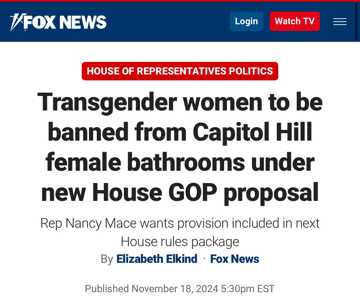 Rep <a href="/SarahEMcBride/">Sarah McBride</a> is being targeted by House GOP in an attempt to BAN her from female bathrooms. 

This would also ban any trans staff that works within the House of Representatives from using the bathrooms that match their gender.