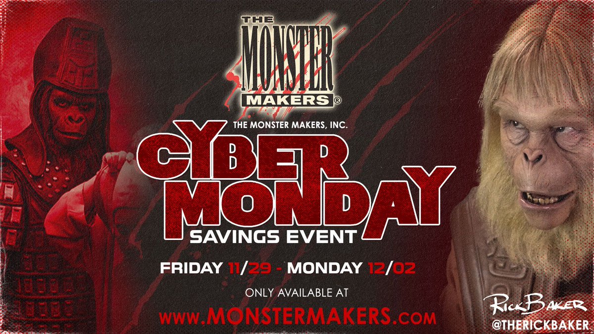 Hey Monster Maker!  
It’s that time of year again! From 11/29 to 12/02, save 25% storewide during our Cyber Monday Savings Event! 
John Chambers Tribute by Rick Baker <a href="/therickbaker/">Rick Baker</a>  
#CyberMonday #MonsterMakers #MonsterClay #CreatureDesign #MakeMoreMonsters #CreatureEffects