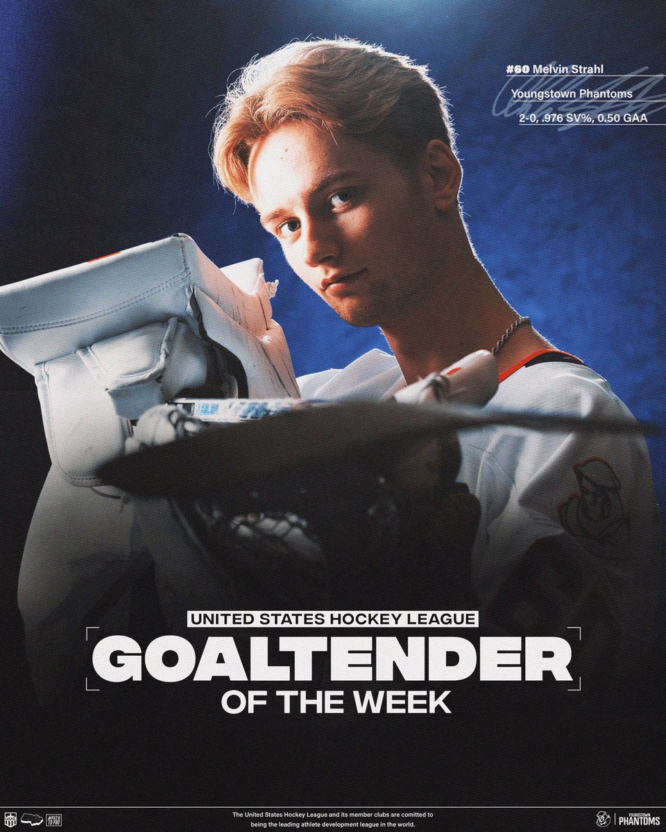 Melvin Strahl is your #USHL Goaltender of the Week 🏆

The <a href="/MSU_Hockey/">Michigan State Hockey</a> commit/<a href="/BlueJacketsNHL/">Columbus Blue Jackets</a> draft pick went 2-0, including his first career shutout. He had a .976 SV% over the weekend and a 0.50 GAA.

📝 shorturl.at/hQ99X