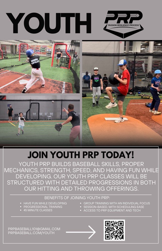 Winter Youth PRP is open for registration!

Biggest youth program of the year with more offerings, staff, and equipment than ever.  Taking the next generation to the next level with key foundational training.

Link: PRPBaseball.com/youth