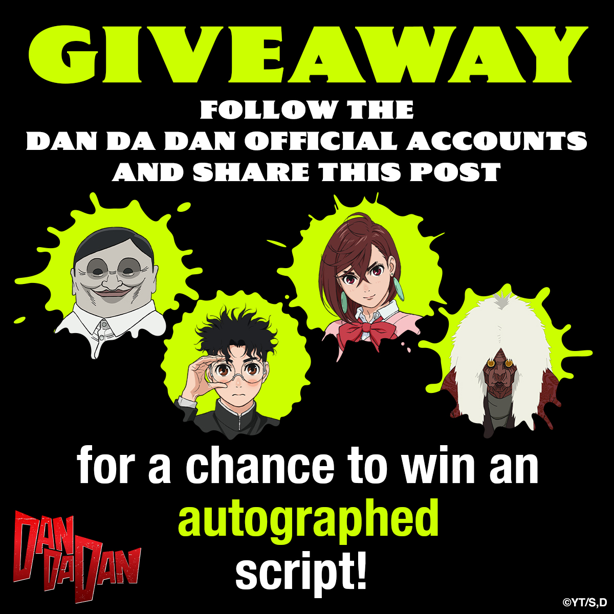 animeDANDADANen's tweet image. 🎉 DAN DA DAN Episode Script Giveaway! 🎉

Get your hands on a signed script from the voices of Shion Wakayama (Momo), Natsuki Hanae (Okarun), Mayumi Tanaka (Turbo Granny), and Kazuya Nakai (Serpoians)! 

💥 Don’t blink or the spirits might take it! 👀👻  

How to Enter: 
•…