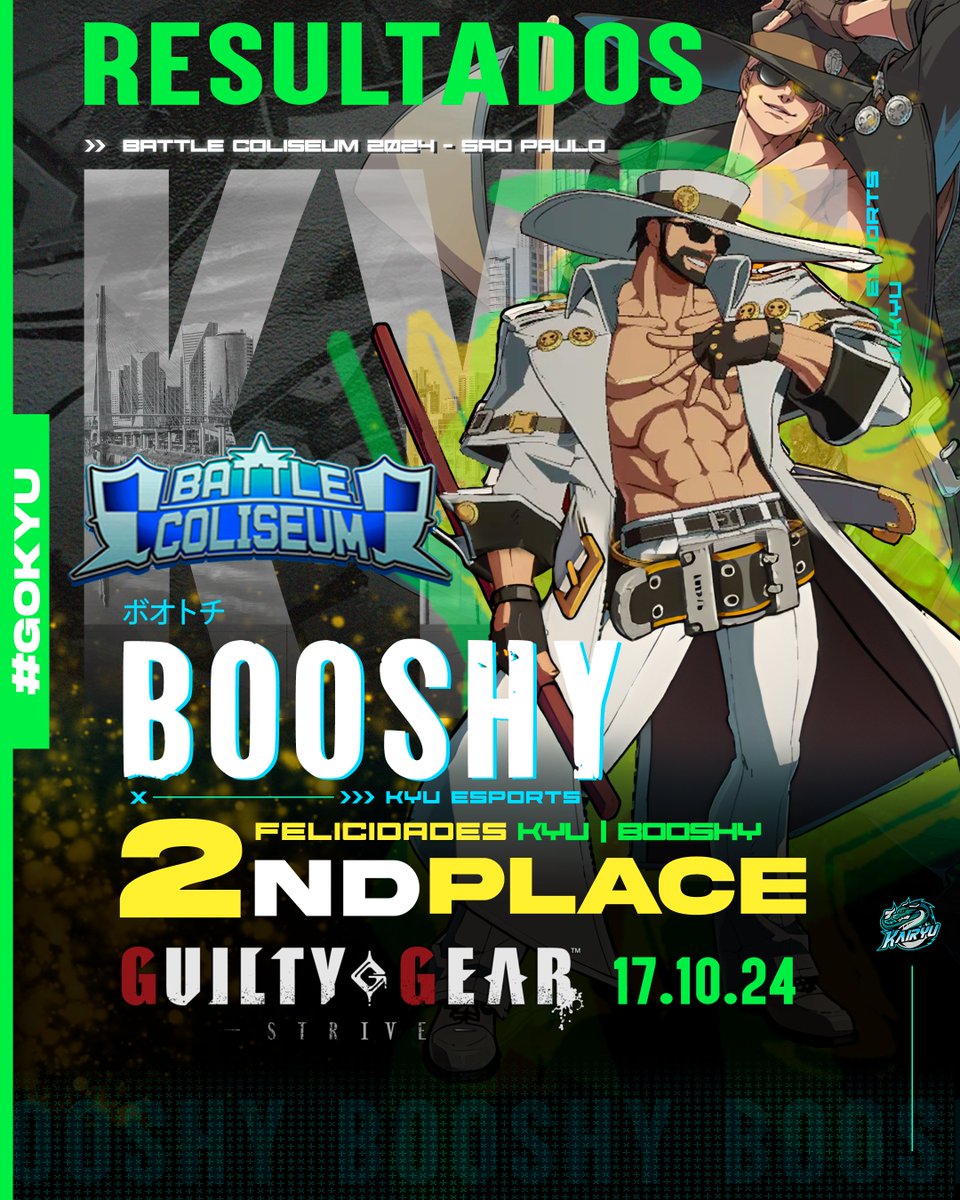 <a href="/iyoshidg/">BooShy</a> lo Mas Grande!!! tremenda la Run llena de Ganas y emociones Felicidades Booshy por el 2do Lugar en el #BattleColiseum2024 GGSTRIVE  "Listo Acabe" #GoKyu gracias por Tantos momentos Epicos en el Torneo!!!