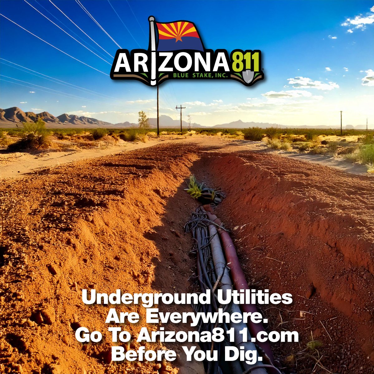 Arizona811's tweet photo. Safely Explore the Hidden Wonders Beneath Arizona's Breathtaking Landscapes! 🏜️
Even in the middle of nowhere utilities can be present.
#arizona811, #call811, #safetyisinyourhands, #everydigeverytime, #callbeforeyoudig, #dig, #digging, #safedigging, #excavating, #excavation https://t.co/5l5qy4lGrK