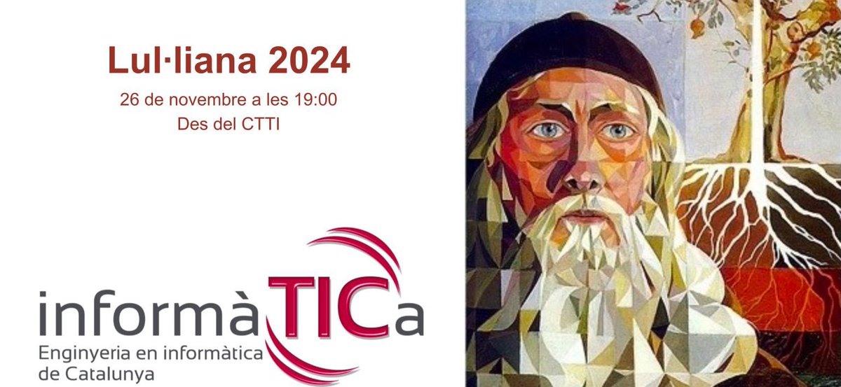 📣 RECORDA! El pròxim dimarts 26 celebrarem la Lu•liana🙌  #Luliana24

L'acte anual del <a href="/COEINF/">COEINF</a> per commemorar al seu patró, Ramon Llull🎓

🦾A les 19:00h al CTTI. 

👉 Consulta el programa de la jornada i fes la teva inscripció⤵️

🔗enginyeriainformatica.cat/inscriu-te-a-l…