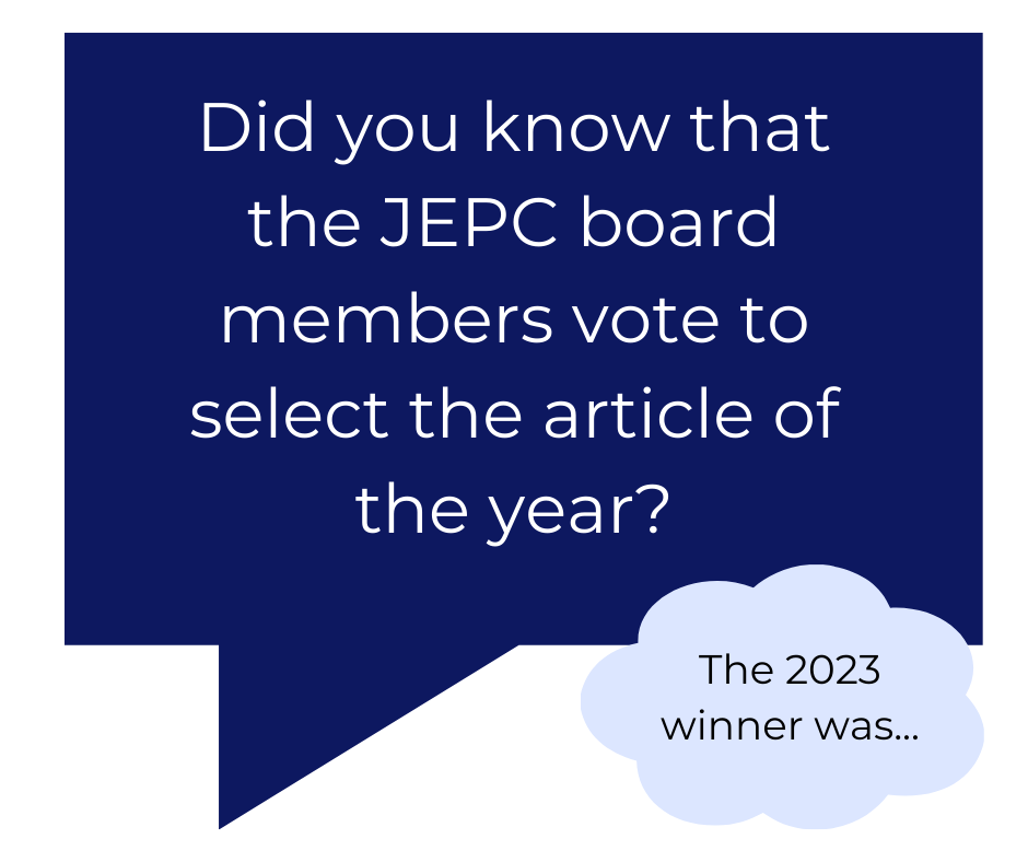 JEPC_Official's tweet photo. Did you know that we select a JEPC article of the year? Last year, this article won!

Collier-Meek et al. (2023) Reflections on consultation: Applying a discrit and equitable implementation lens to help school psychologists disrupt disparities
https://t.co/TiVOecGyVa https://t.co/nqK77SY1s0