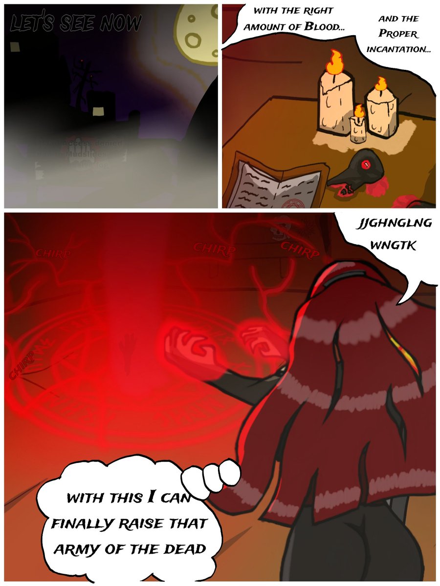 handsom3on3's tweet photo. Recently awoken from her 200+ year slumber, Elisa the vampire prepares a blood ritual summoning. She is met with disappointment at first but warms up to the results. (LETW:Noncanon page) 
@RageGoldenEagle @MerryGoRound_GG https://t.co/p73K2fc7XJ