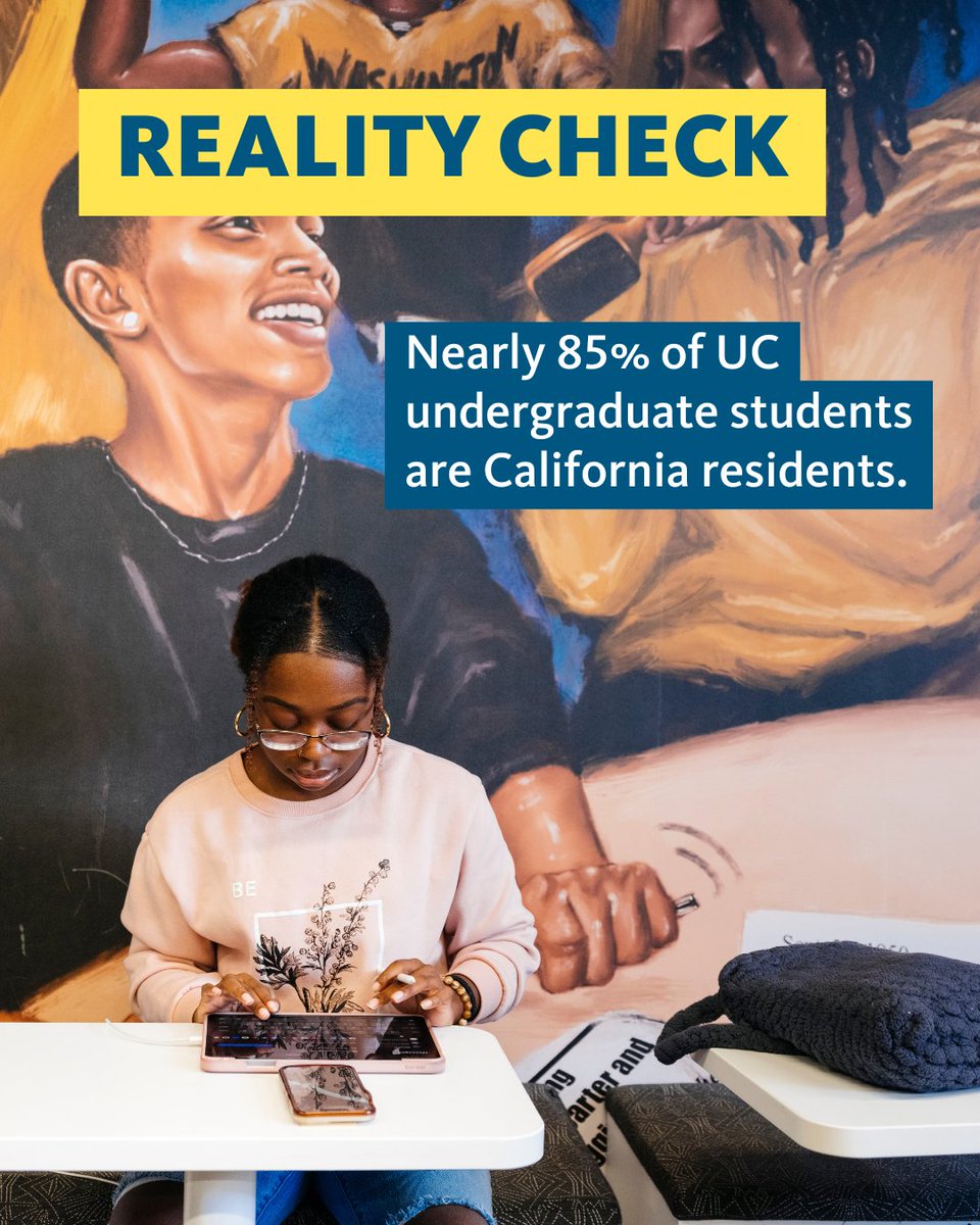 UC Admissions Myth: "UC accepts mostly international and out-of-state students."

For a reality check on more common myths about the UC application review process, check out this article: bit.ly/4fBzGGI