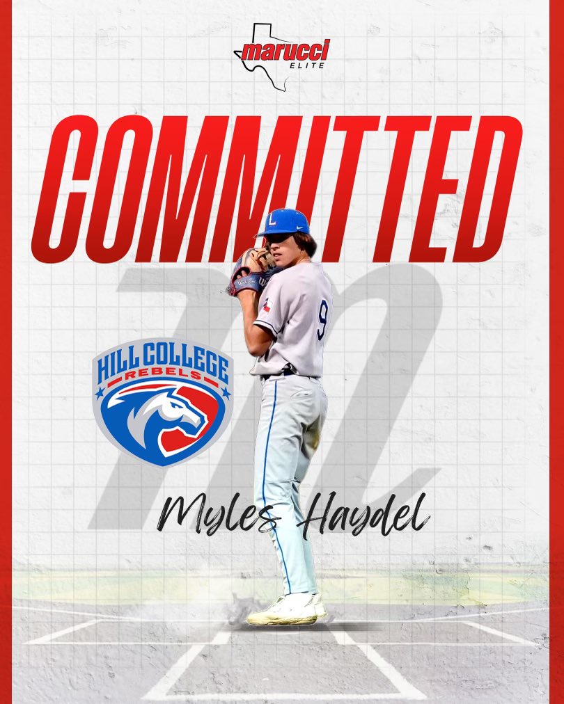 MarucciEliteATX's tweet photo. Congratulations to class of 2025 Myles Haydel (@MylesHaydel) on his commitment to Hill College (@HCRebelBaseball).

“Myles has been the stopper for the 2025 group. Game on the line kind of competitor w/ a tall ceiling.” - METx - ATx Staff https://t.co/fN4qsqXv3Y
