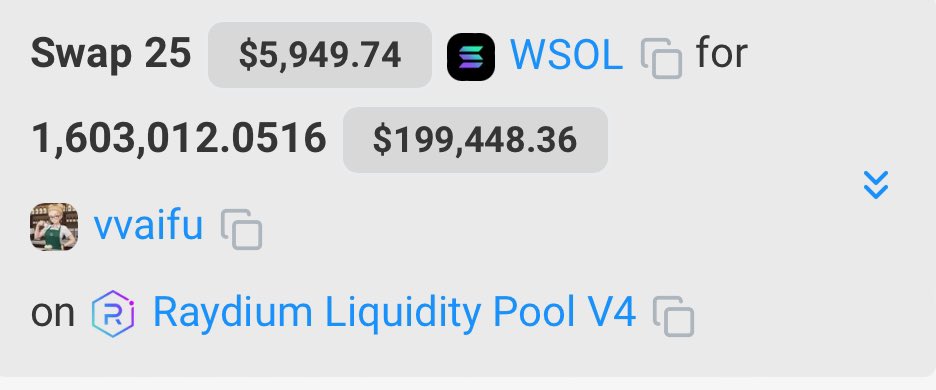 The wallet

9UWZFoiCHeYRLmzmDJhdMrP7wgrTw7DMSpPiT2eHgJHe

The buy transaction:

solscan.io/tx/65uni99ajMU…