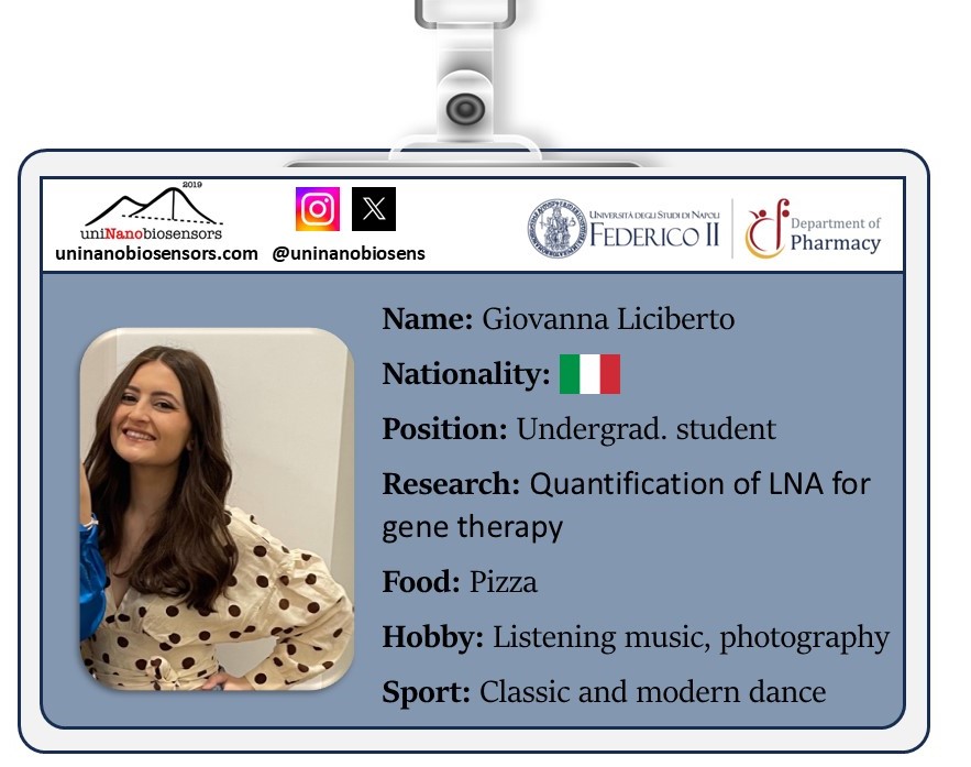 uninanobiosens's tweet photo. Welcome Giovanna Licibert to the #uniNananobiosensors Lab @DeptPharm_Unina ! 🌟 She’s developing an electrochemical biosensor for detecting locked nucleic acids in gene therapy. 🧬 Pizza lover 🍕 and dancer 💃—good luck with your research! 🚀
#research #genetherapy #nanobiosensor https://t.co/TarO1suln3