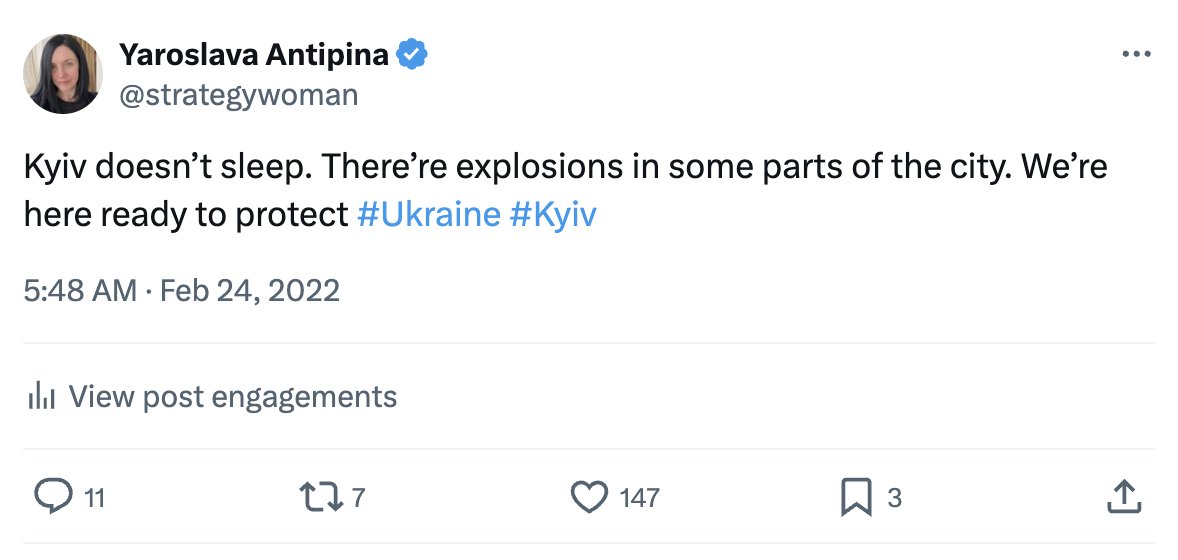 Tomorrow is 1,000 days of full-scale war. 
I will have my offline #TuesdayOff 
Need rest; tired enormously.

I've been tweeting about the war since the early morning of February 24, 2022. 
I found this first war tweet (the link will be in the thread)
See you on Wednesday.