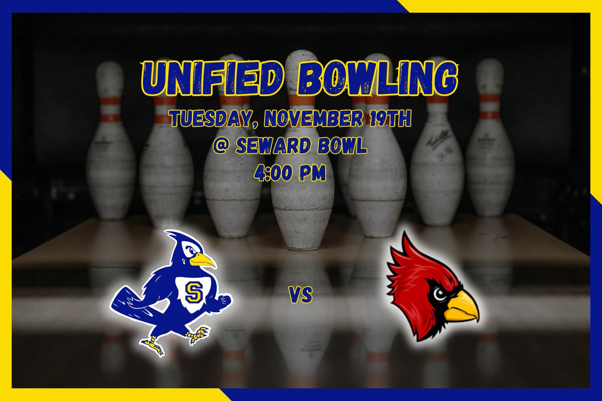 Unified Bowling will host Crete tomorrow (Tuesday, Nov 19th) at Seward Bowl at 4:00pm. Good Luck, Jays!  #sewardjays