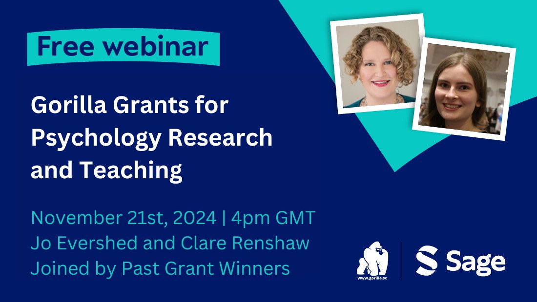 Sage Libraries (@sage_libraries) on Twitter photo Are you the next grant winner? Join us & <a href="/GorillaPsyc/">Gorilla Experiment Builder</a> this Thursday, to learn what a winning application looks like!
Hear from previous winners Federica Ruzzante & Yue Li about their research on Social Media & Language Production
Register: bit.ly/4etjnL8 Are you the next grant winner? Join us & <a href="/GorillaPsyc/">Gorilla Experiment Builder</a> this Thursday, to learn what a winning application looks like!
Hear from previous winners Federica Ruzzante & Yue Li about their research on Social Media & Language Production
Register: bit.ly/4etjnL8
