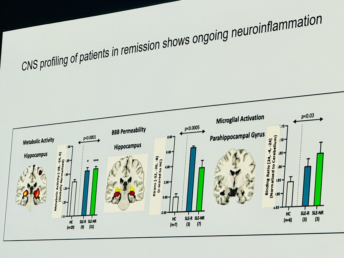 One of my favourite slides from today and something I spend a lot of time thinking about: 

Patients with “inactive” lupus have *persistent* #neuroinflammation. 

-Betty Diamond 👑