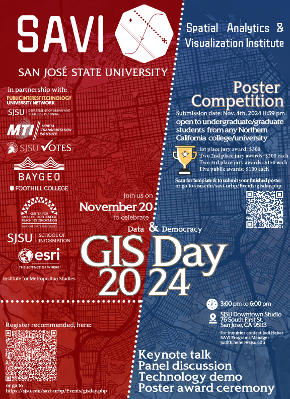 SJSU NewsCenter (@sjsunewscenter) on Twitter photo Join <a href="/ahoura_z/">z-ahoura</a> and <a href="/sjsucoss/">SJSU College of Social Sciences</a>' Spatial Analytics Visualization Institute on Nov. 20 for #GISDay, which includes a research competition, a keynote by <a href="/YouGov/">YouGov</a>’s John Curiel and a panel with <a href="/VotesCount/">Santa Cruz County Clerk/Elections</a>’s Tricia Webber and <a href="/SJSUvotes/">SJSU Votes</a>’ Mary Currin-Percival: ow.ly/7s9C50U3oS3 Join <a href="/ahoura_z/">z-ahoura</a> and <a href="/sjsucoss/">SJSU College of Social Sciences</a>' Spatial Analytics Visualization Institute on Nov. 20 for #GISDay, which includes a research competition, a keynote by <a href="/YouGov/">YouGov</a>’s John Curiel and a panel with <a href="/VotesCount/">Santa Cruz County Clerk/Elections</a>’s Tricia Webber and <a href="/SJSUvotes/">SJSU Votes</a>’ Mary Currin-Percival: ow.ly/7s9C50U3oS3
