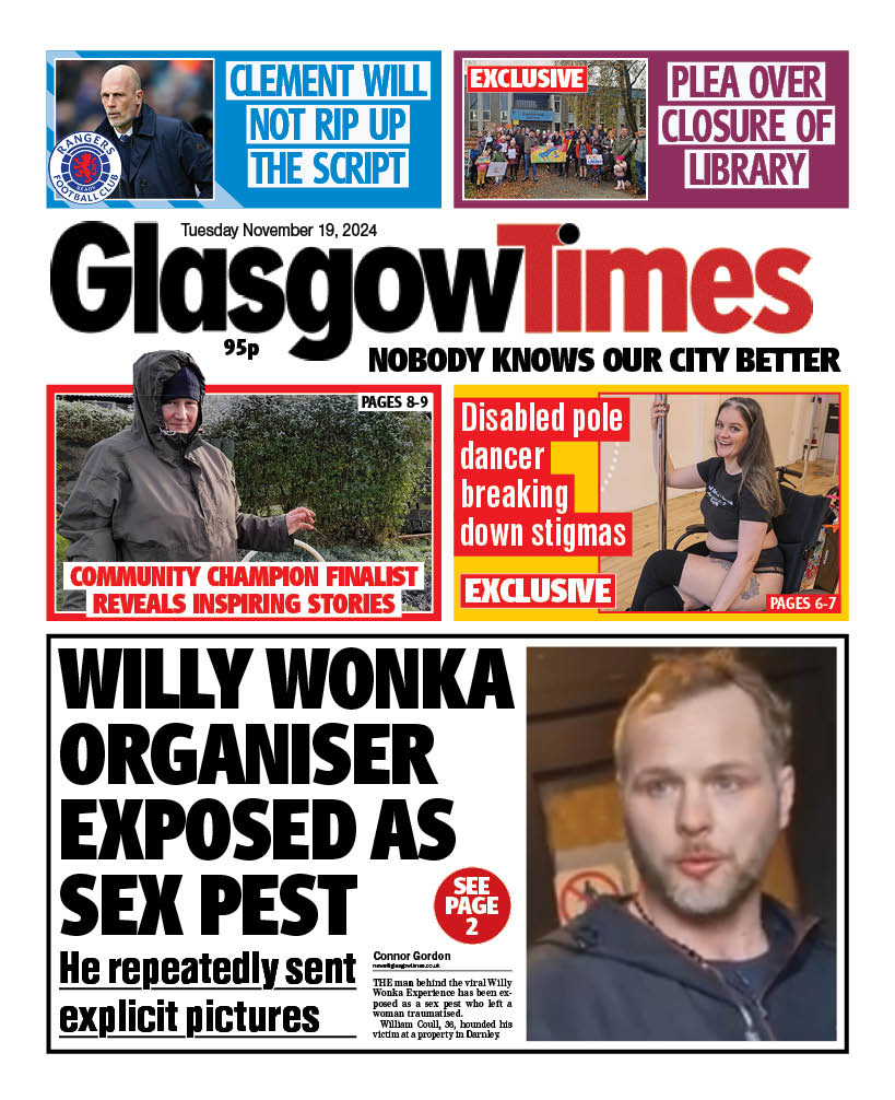 Glasgow Times: "WILLY WONKA ORGANISER EXPOSED AS SEX PEST"
<a href="/ConnorGordon_/">Connor Gordon</a> leads for <a href="/Glasgow_Times/">Glasgow Times</a>.
IN FULL: t.ly/7uGf2
Man behind viral Willy Wonka Experience is exposed as sex pest WILLIAM COULL.
#GlasgowTimes
#TomorrowsPapersToday
#IBPapers
#SkyPapers
#BBCPapers