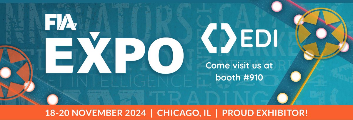 ExchangeData's tweet image. Day one of the FIA Futures and Options Expo is here!
We are live at the Sheraton Grand Chicago Riverwalk. Stop by Booth 910 today to learn more about EDI's global #marketdata products for futures, options, and beyond.
For more information: ow.ly/i0nW50U9vSK
