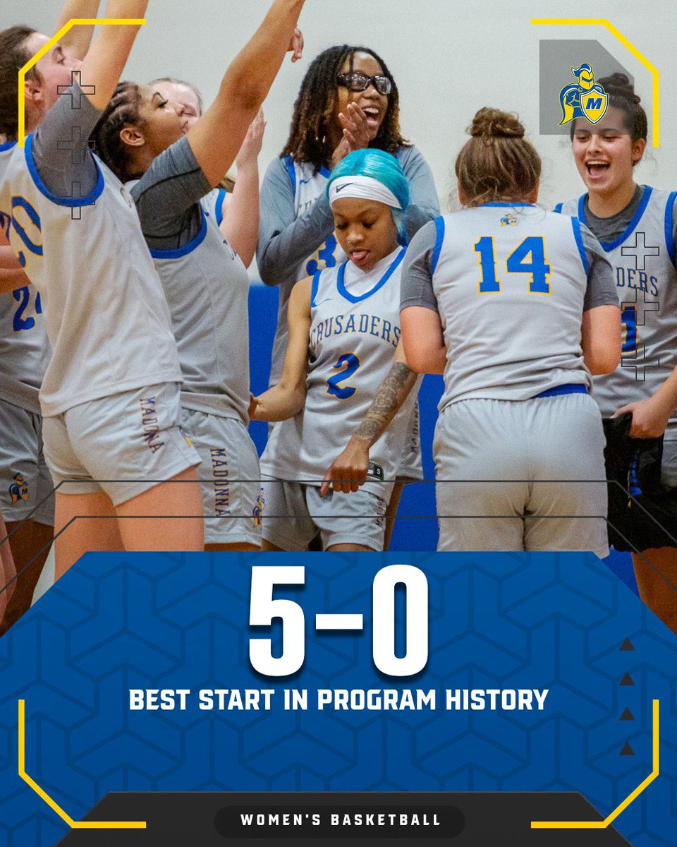 𝐇𝐈𝐒𝐓𝐎𝐑𝐈𝐂 𝐒𝐓𝐀𝐑𝐓‼️

Madonna Women’s Basketball is off to the best start in program history! Crusaders are off to a 5-0 start, which tops the 4-0 start in the 1998-99 season

#CrusaderNation