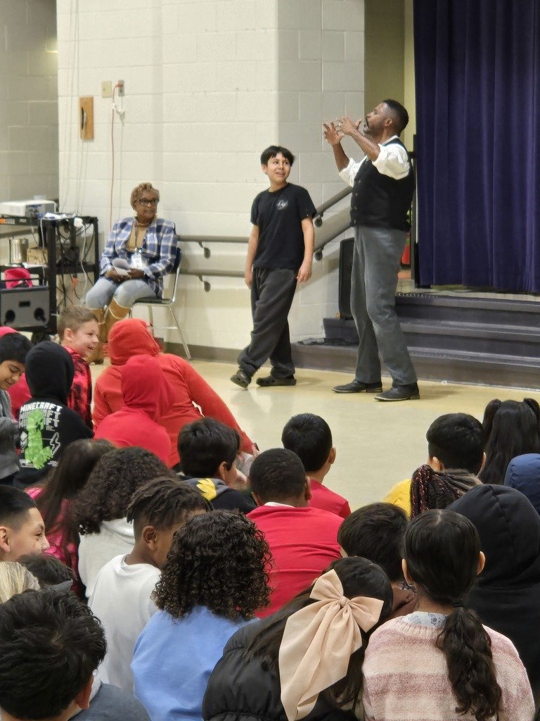 This year's Artists-in-Schools Residency started off with a dynamic and interactive performance by Mike Wiley this morning. 5th graders will be participating in workshops with Mr. Wiley at the end of the week! #CCSMikeWileyCAC #chathamartscouncil #CACartistsinschools