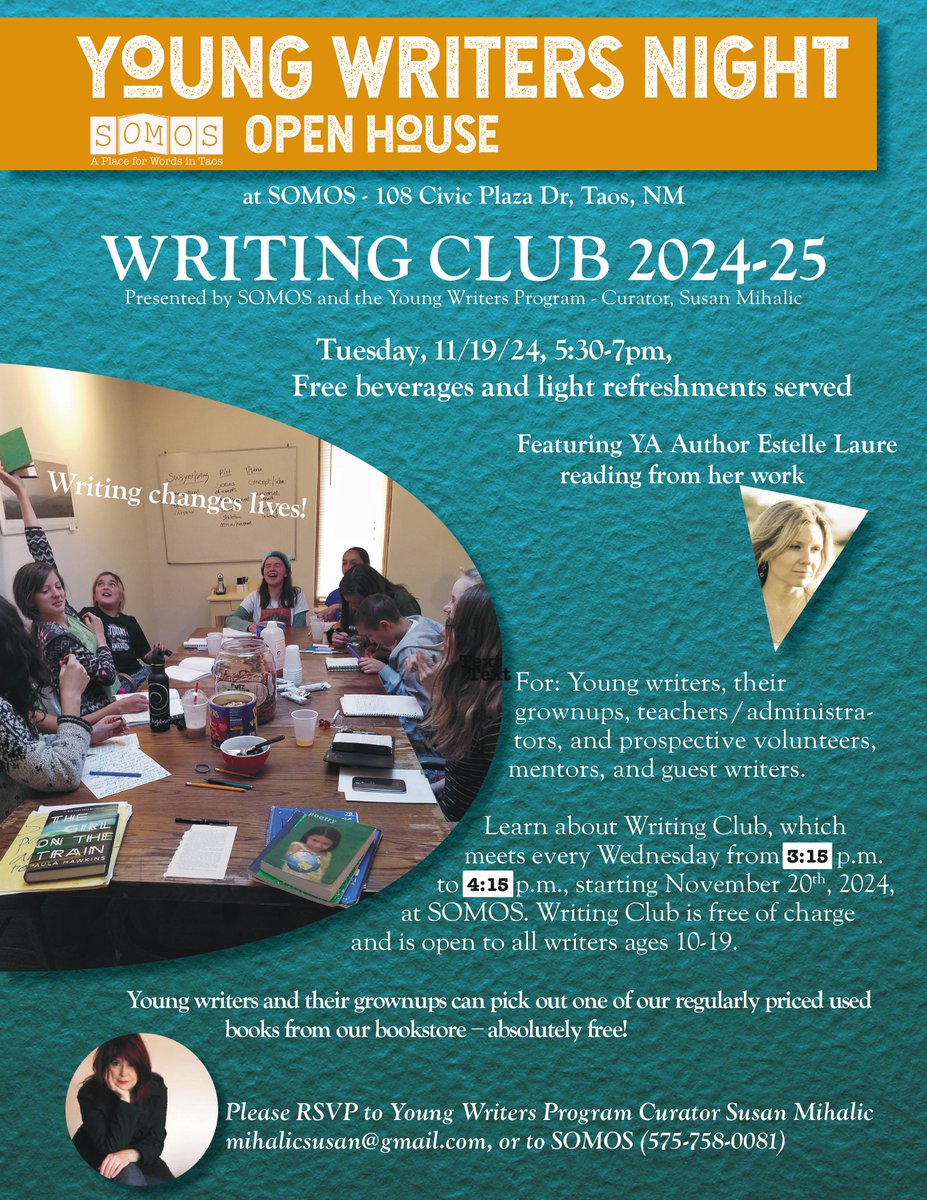 Young Writers Night at SOMOS 11/19 from 5:30-7pm