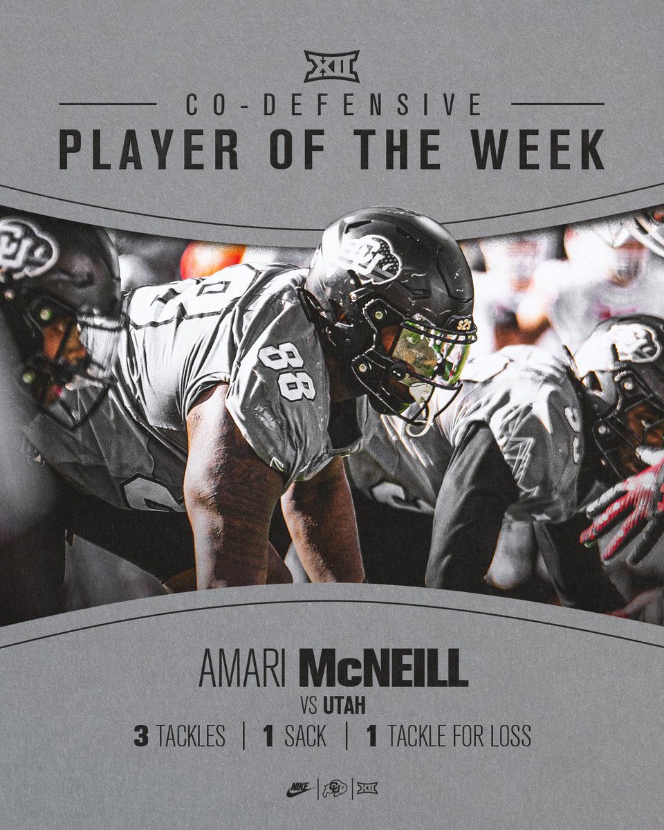 Amari McNeil has been named Co-Defensive Big 12 Player of the Week 😤

#GoBuffs