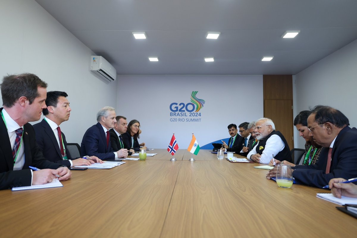 The meeting with Prime Minister Jonas Gahr Støre was excellent. Our Arctic Policy has led to further cementing of India-Norway bilateral relations. We talked about how investment linkages between our nations can improve, particularly in renewable energy, green hydrogen and the