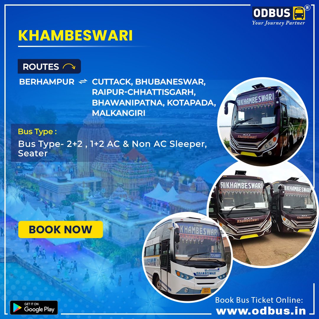 ODBUSOfficial's tweet image. 🚍Khambeswari Travels is running between the below routes.

Reserve your seat now! For bookings, call +91 9583918888 or visit odbus.in to book your bus tickets &amp;amp; enjoy your journey without any hassle.🚍
🔸
🔸
🔸
#busticket #busservice #onlinebusbooking #bookticket