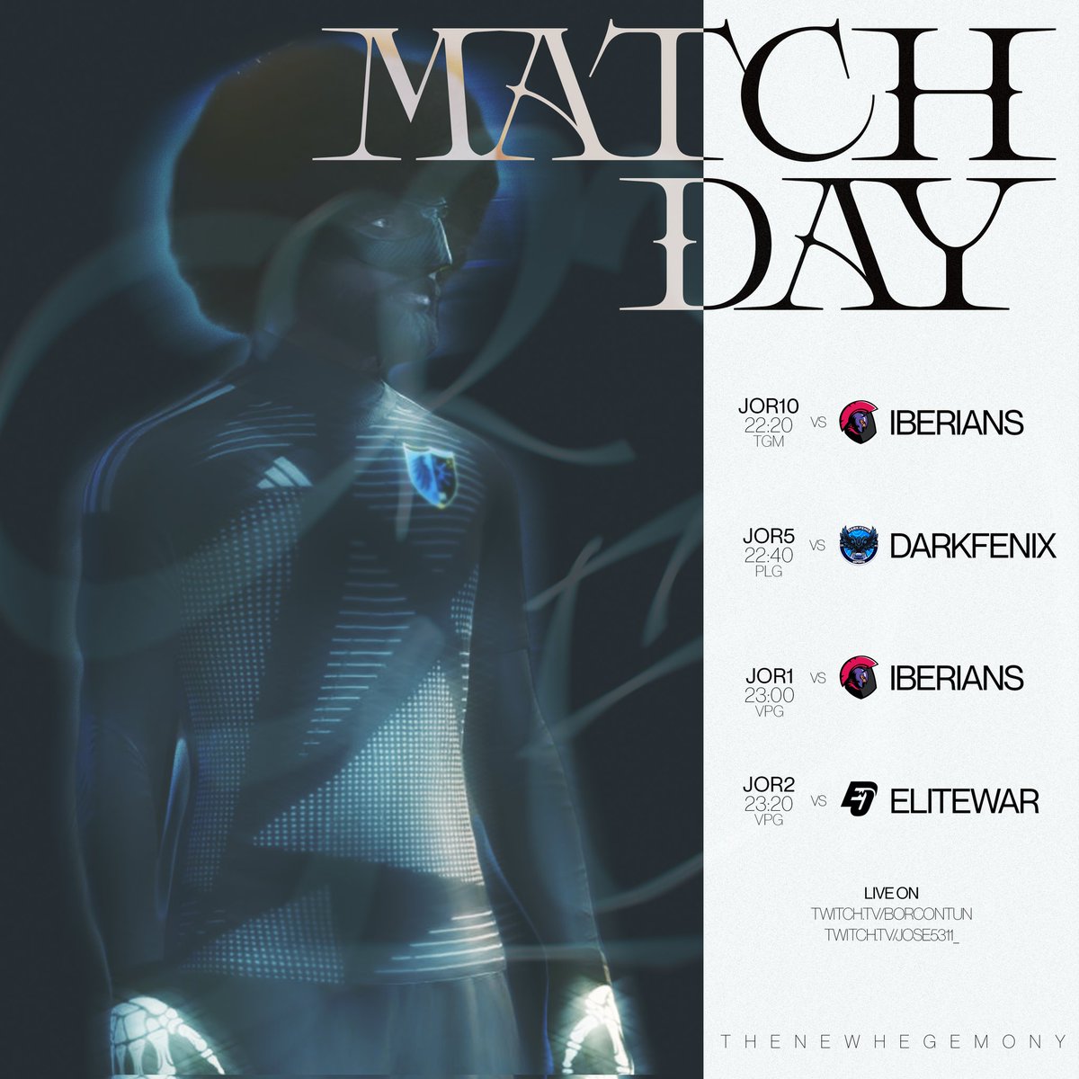 CryZeN Gaming (@cryzengaming) on Twitter photo ❄️ MATCHDAY ❄️
Empezamos semana de competición 💪
🏆 <a href="/LigaTGM/">Liga TGM</a>
🆚 <a href="/IberiansGaming/">Iberians Gaming</a>
⏰ 22:20h
🏆 <a href="/PLGeFootBall/">PLG España</a>
🆚 <a href="/DarkFenixEsport/">𝘿𝞓𝞒𝞙 𝙁𝞢𝞟𝞘𝞦 𝞢𝙎𝞠𝞗𝞒𝞣𝙎</a>
⏰ 22:40h
Primer día de <a href="/VPG_Spain/">Virtual Pro Gaming España</a> 🔥
🆚 <a href="/IberiansGaming/">Iberians Gaming</a> / <a href="/EliteWar_Clubes/">EliteWar Clubes Pro ⚽</a>
⏰ 23h / 23:20h
🎬 Twitch.tv/Borcontun
#CZN #TheNewHegemony ❄️ MATCHDAY ❄️
Empezamos semana de competición 💪
🏆 <a href="/LigaTGM/">Liga TGM</a>
🆚 <a href="/IberiansGaming/">Iberians Gaming</a>
⏰ 22:20h
🏆 <a href="/PLGeFootBall/">PLG España</a>
🆚 <a href="/DarkFenixEsport/">𝘿𝞓𝞒𝞙 𝙁𝞢𝞟𝞘𝞦 𝞢𝙎𝞠𝞗𝞒𝞣𝙎</a>
⏰ 22:40h
Primer día de <a href="/VPG_Spain/">Virtual Pro Gaming España</a> 🔥
🆚 <a href="/IberiansGaming/">Iberians Gaming</a> / <a href="/EliteWar_Clubes/">EliteWar Clubes Pro ⚽</a>
⏰ 23h / 23:20h
🎬 Twitch.tv/Borcontun
#CZN #TheNewHegemony