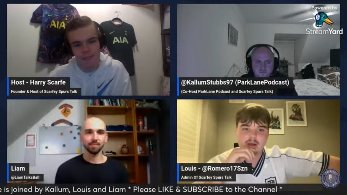 Harry Scarfe ποΈ (@harryscarfe22) on Twitter photo This weekβs episode of the <a href="/ScarfeySpurTalk/">Scarfey Spurs Talk Podcast</a> podcast is out as I was joined by <a href="/LiamTalksBall/">ΚΙͺα΄α΄β β½</a>, <a href="/KallumStubbs97/">Kallum</a>, & <a href="/Romero17Szn/">π¦π·</a>.
ποΈ Spurs New Logo
β Bentancur Banned
π¦ Back Or Sack Ange?
π Man City Preview
youtube.com/live/4x85vl3mUβ¦ This weekβs episode of the <a href="/ScarfeySpurTalk/">Scarfey Spurs Talk Podcast</a> podcast is out as I was joined by <a href="/LiamTalksBall/">ΚΙͺα΄α΄β β½</a>, <a href="/KallumStubbs97/">Kallum</a>, & <a href="/Romero17Szn/">π¦π·</a>.
ποΈ Spurs New Logo
β Bentancur Banned
π¦ Back Or Sack Ange?
π Man City Preview
youtube.com/live/4x85vl3mUβ¦