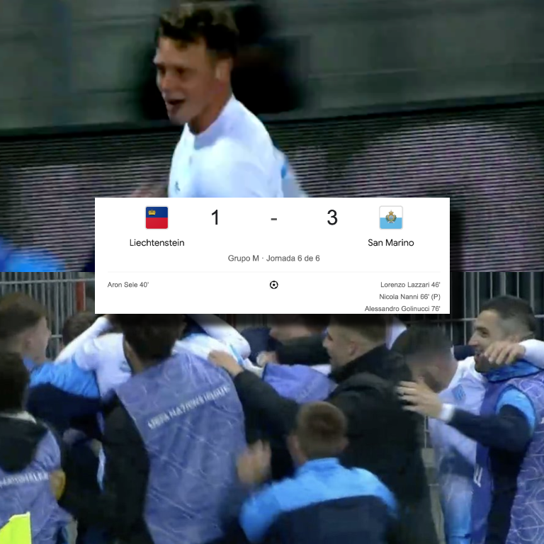 InvictosSomos's tweet photo. Pasó. Sucedió. Ocurrió. Por primera vez en toda la historia, San Marino convirtió ¡¡3 GOLES!! en un mismo partido internacional. Por primera vez en toda la historia lograron una REMONTADA. Y por primera vez en toda la historia están ganando como visitantes. Lo acaban de lograr contra Liechtenstein en la UEFA Nations League. Esto va directo a los libros dorados del juego. ESTO ES HISTORIA PURA.