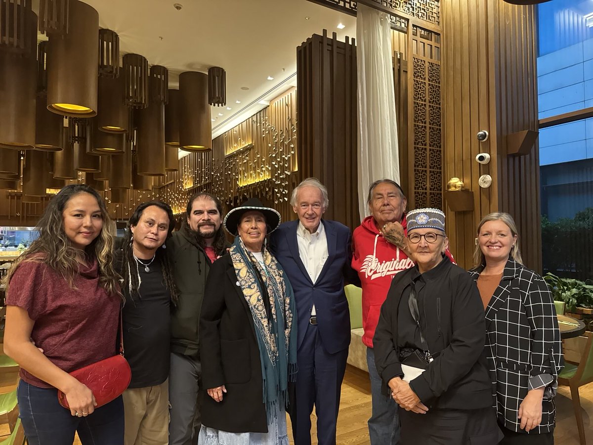 SenMarkey's tweet photo. I was honored to meet with @ndncollective, @wecan_intl, and @IENearth at COP29. Indigenous communities are our Earth’s original stewards. I am with them in our shared fight for a just and livable future. https://t.co/qMlIAUiOes