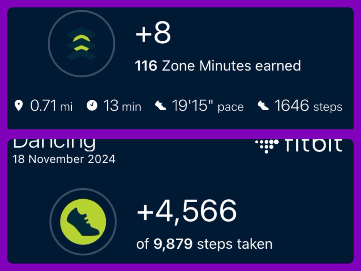 wendycb73's tweet photo. Day 18: Struggled to get my walking done today but achieved 0.71 miles walking and the equivalent of 1.9 at my Zumba class based on steps. Total is now 50.97 miles towards my target of 72 by the end of the month. 💜💜💜

#pancreaticcancerawareness

https://t.co/uuIYLVMAMW https://t.co/MUhjCpMSol