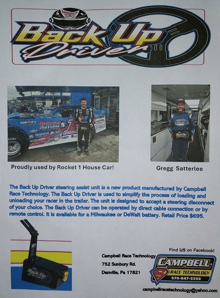 Get yourself a Back Up Driver steering unit lined up for next racing season! Started using one this year and it works awesome. Contact Steve Campbell on them 👍🏻