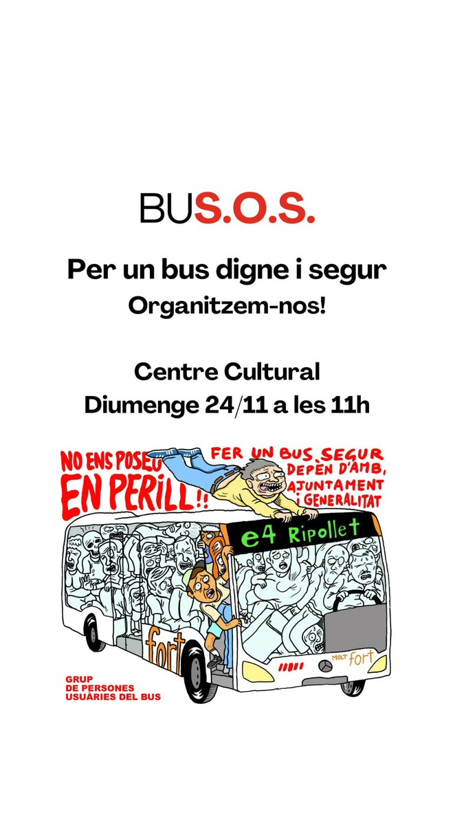marcmata13's tweet photo. 🔴 ATENCIÓ! Usuaris i usuàries de l'e4 Ripollet-Barcelona convoquen una reunió "per organitzar la mobilització". La reunió tindrà lloc aquest pròxim diumenge, a les 11h, al Centre Cultural. #Ripollet #infolocal #periodismelocal https://t.co/FnFgJQU4mV