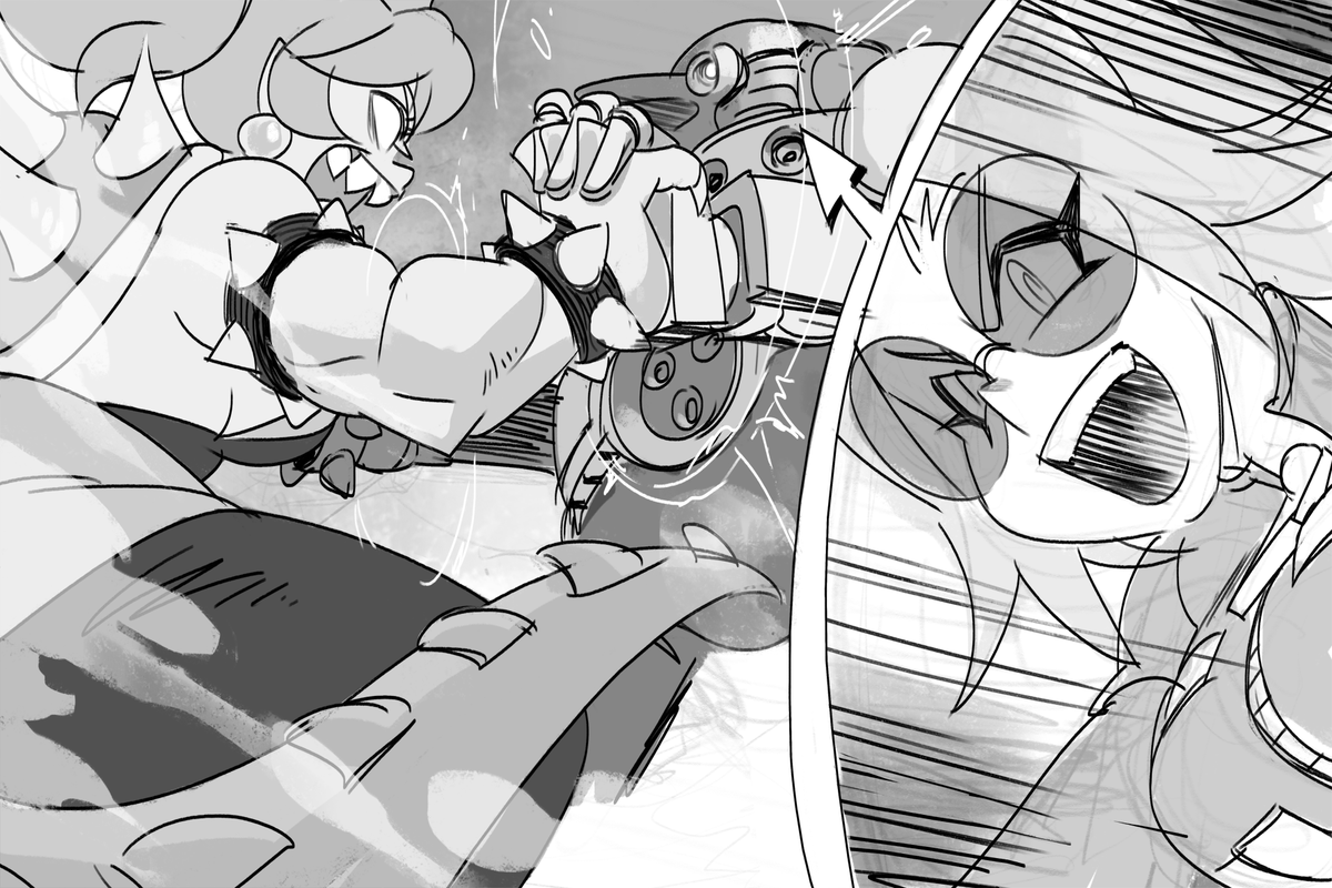 Bowsette vs Egg Ma'am! 

Had drawn this during that set too, seems like a fun time to post here now haha~