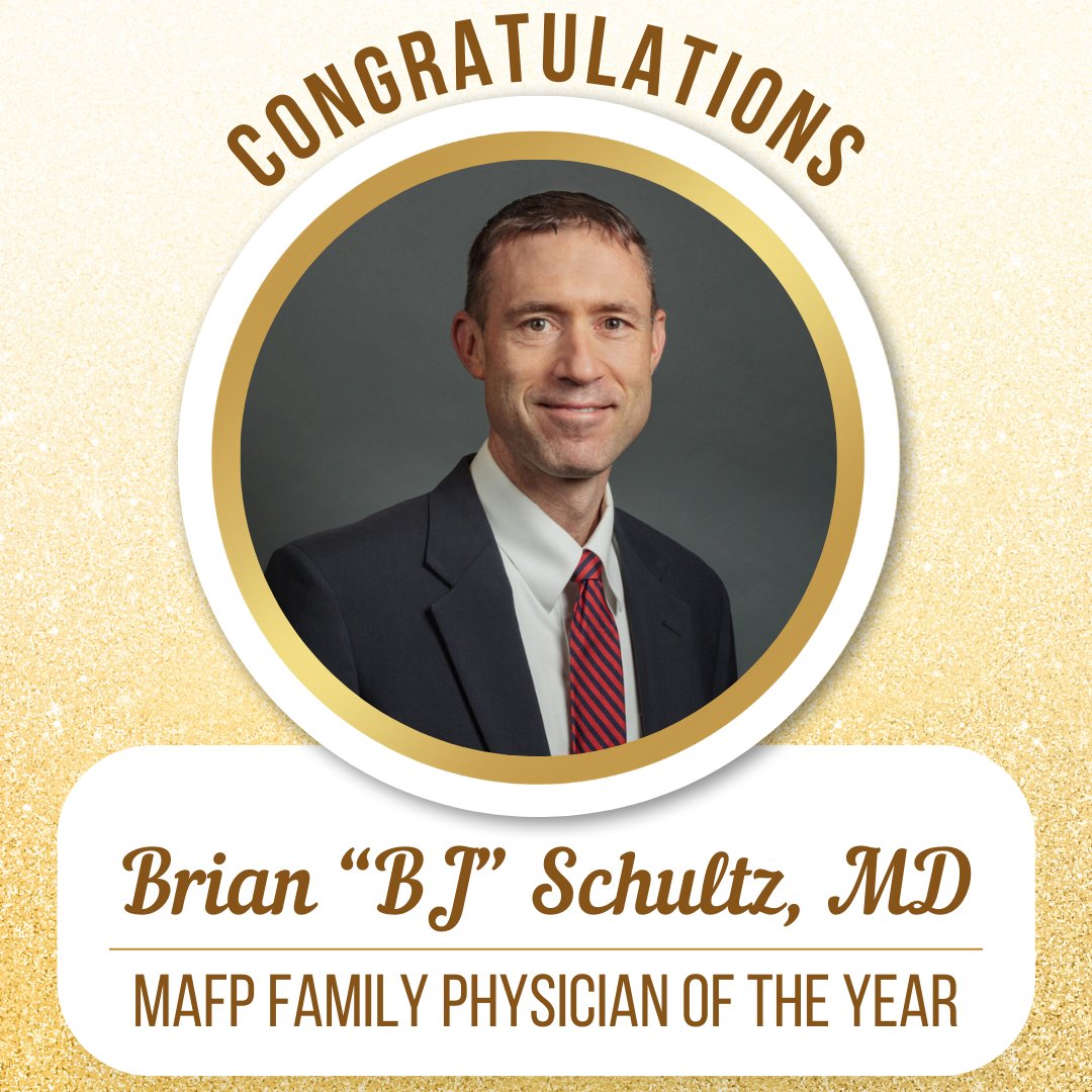 Congratulations to Dr. Brian "BJ" Schultz, MAFP's 2024 Family Physician of the Year! 

Learn about Dr. Schultz's incredible impact on healthcare in the full press release available on our website: mo-afp.org/communications.

#MOFamilyDocs #FamilyMedicine #FMrevolution