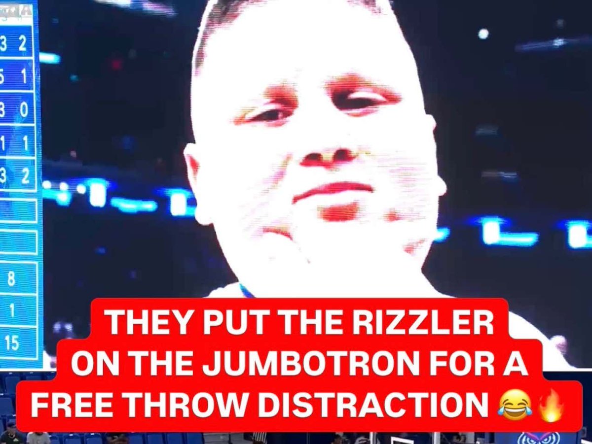 Home Court Advantage: FAU Basketball Put A Picture Of The Rizzler On The Jumbotron Behind The Basket To Distract Their Opponent At The Free Throw Line buff.ly/3UY5Sfk