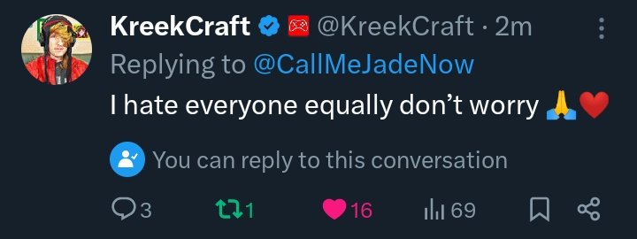 help wtf i wasnt expecting kreek to reply 😭😭