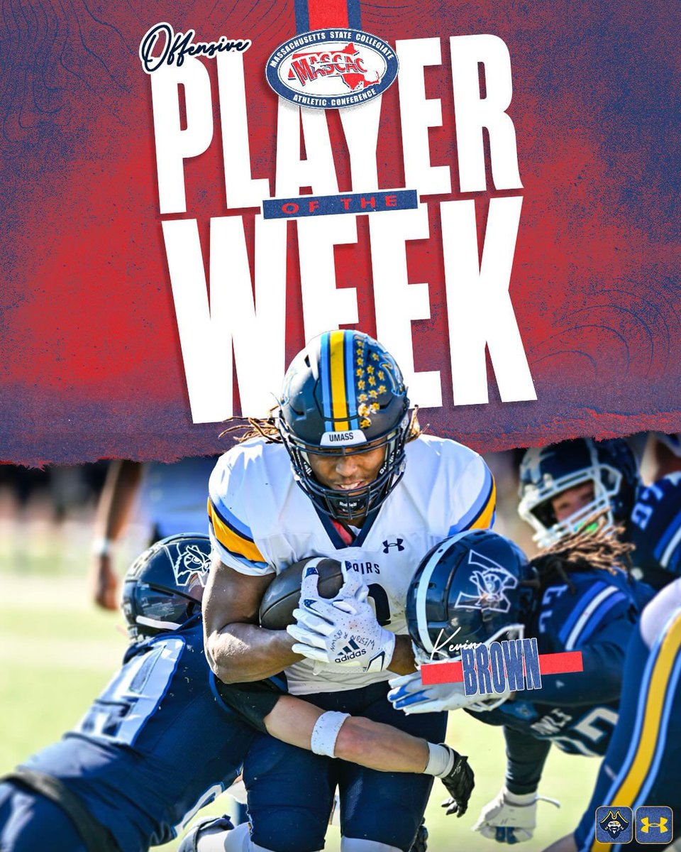 UMass Dartmouth Football (@corsairfootball) on Twitter photo Congratulations to Jr RB Kevin Brown (<a href="/EHSCrimsonTide/">Everett Football</a>) for being named the MASCAC Offensive Player of the Week! Brown racked up over 200 all-purpose yds and 3 TDs this past weekend. That marks 4 different Corsairs who’ve earned Off. Player of the Week this season!
#WinTheRep🏴☠️ Congratulations to Jr RB Kevin Brown (<a href="/EHSCrimsonTide/">Everett Football</a>) for being named the MASCAC Offensive Player of the Week! Brown racked up over 200 all-purpose yds and 3 TDs this past weekend. That marks 4 different Corsairs who’ve earned Off. Player of the Week this season!
#WinTheRep🏴☠️