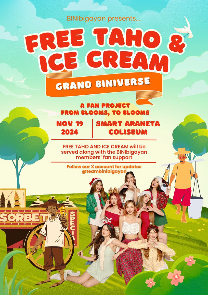 Flavors in Full Bloom: Grab Your Free Taho and Ice Cream at The Grand BINIverse 🎀🍦

📍: TBA
📅: November 17, 2024
🕛: 9AM onwards

See you, Blooms! 🌸 No no dumog please para hindi mapaalis ang ating vendors 🙏🥰 Will update location later 😉