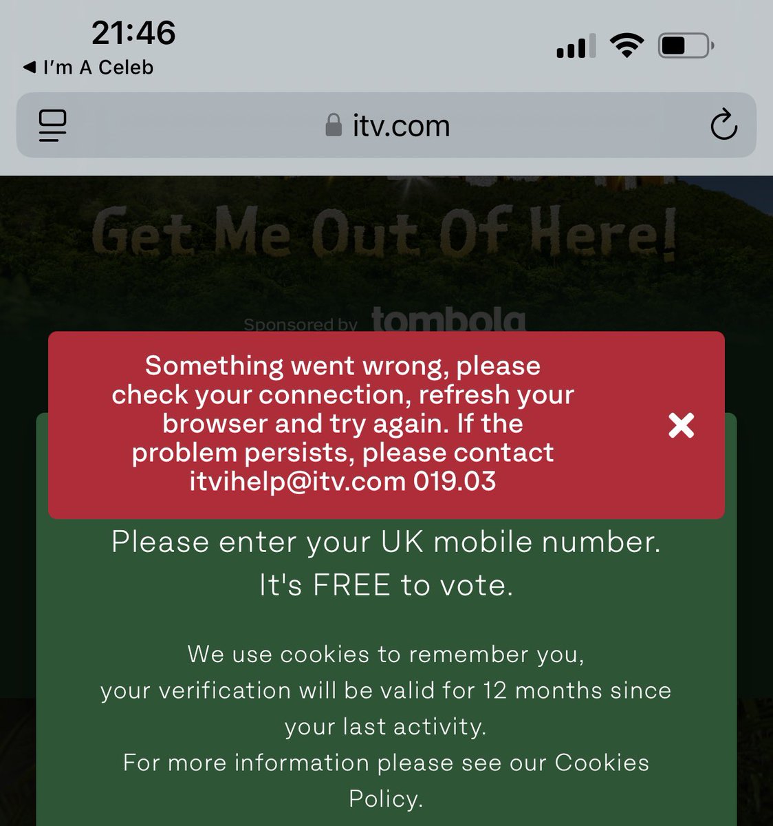 missdragonfly1's tweet photo. @ITV sort out your #ImACeleb app ridiculous https://t.co/UYMCXcU4yc