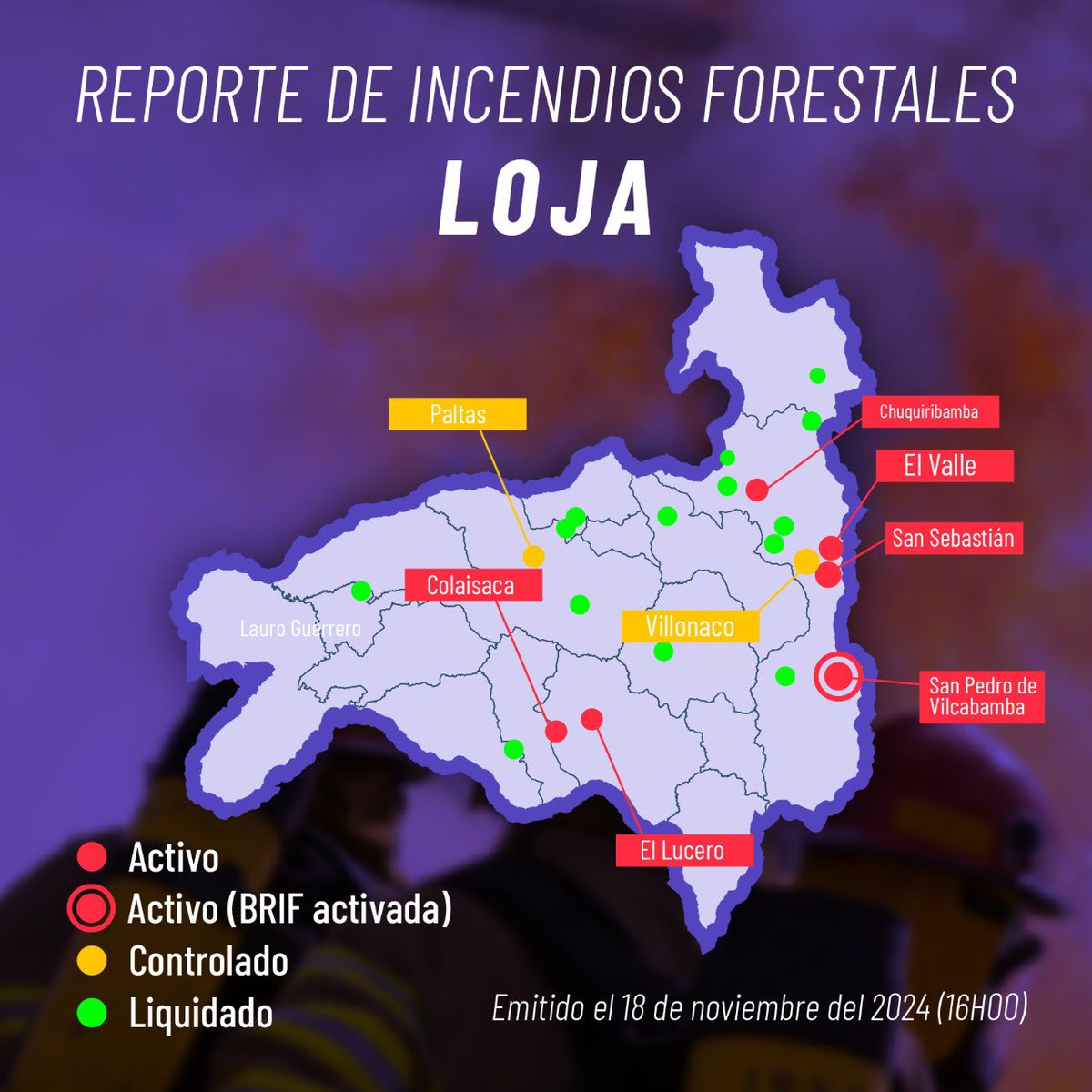 Riesgos_Ec's tweet photo. 📢 SNGR Informa:

➡️Reporte de incendios

Nuestro equipo continúa monitoreando y coordinando acciones para controlar los focos activos en las zonas afectadas.

Seguimos #UniendoEsfuerzos para proteger a las comunidades y el medio ambiente. https://t.co/lqxre9IK6J