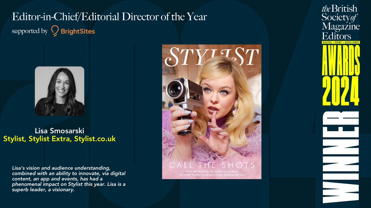 The Editor-in-Chief/Editorial Director of the Year award goes to Lisa Smosarski

#BSMEAwards2024