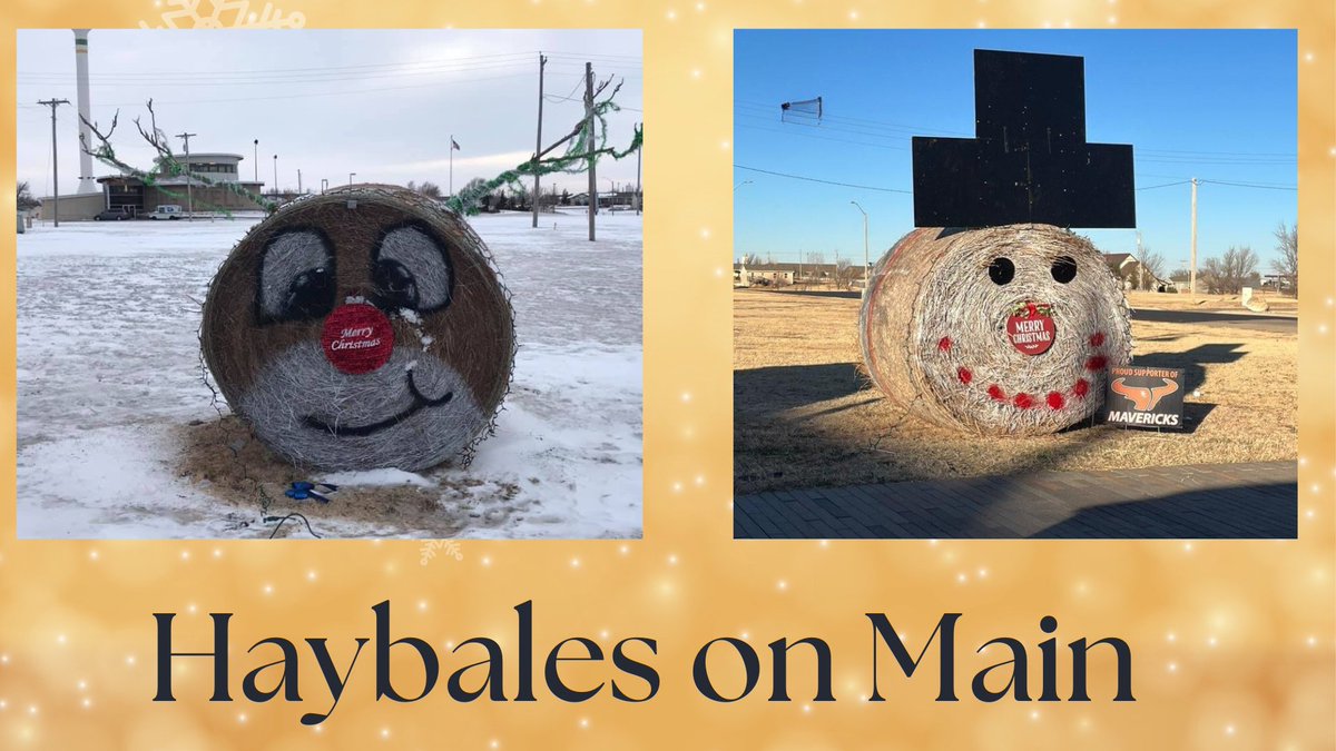 We'll have haybales available to decorate on Main Street by Sunday, December 1st. We will have 6 total. They'll need to be decorated by the 8th. Call Heather at 620-723-4102 to reserve your bale!