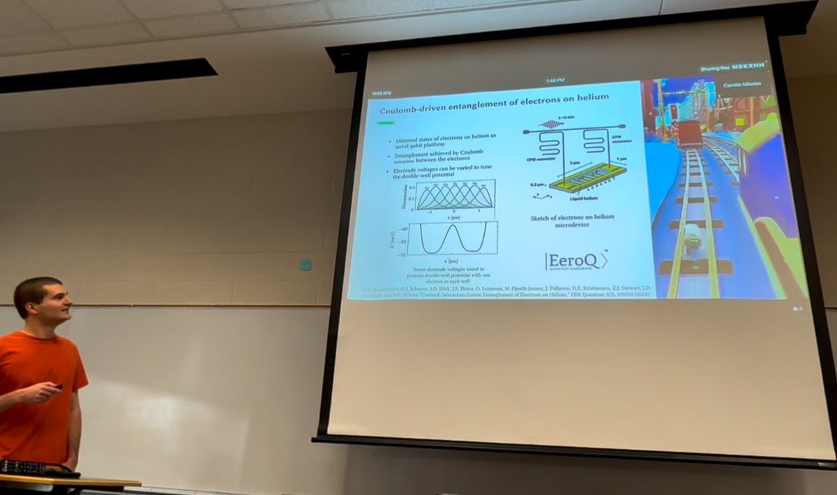 justacamel's tweet photo. we finished up this semester’s MSU QuIC seminars today with a bunch of fun “QuICk Talks”. several people gave fun quick 2 minute talks on various QIS-related topics. Our co-organizer Jared Weidman however won, giving his entire talk with subway surfer gameplay in parallel. https://t.co/zDl09OnQP2