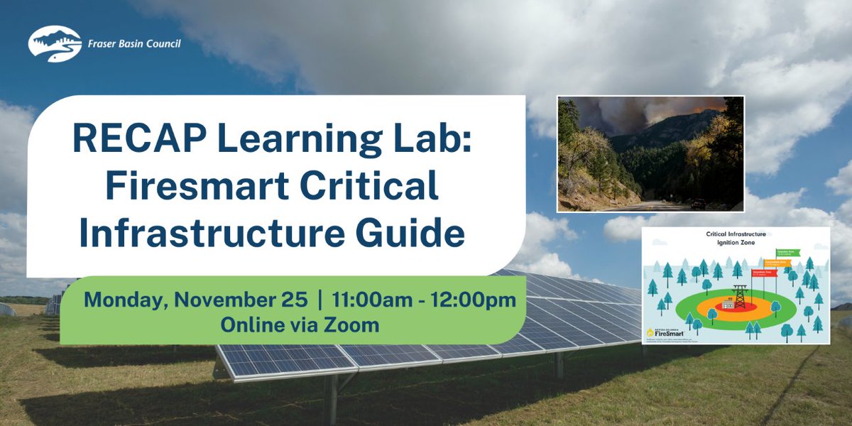Join the Fraser Basin Council for a free virtual learning lab on Nov 25 (11-12 noon) to discuss wildfire resilience for renewable energy projects. Register today! bit.ly/3AISrt3
