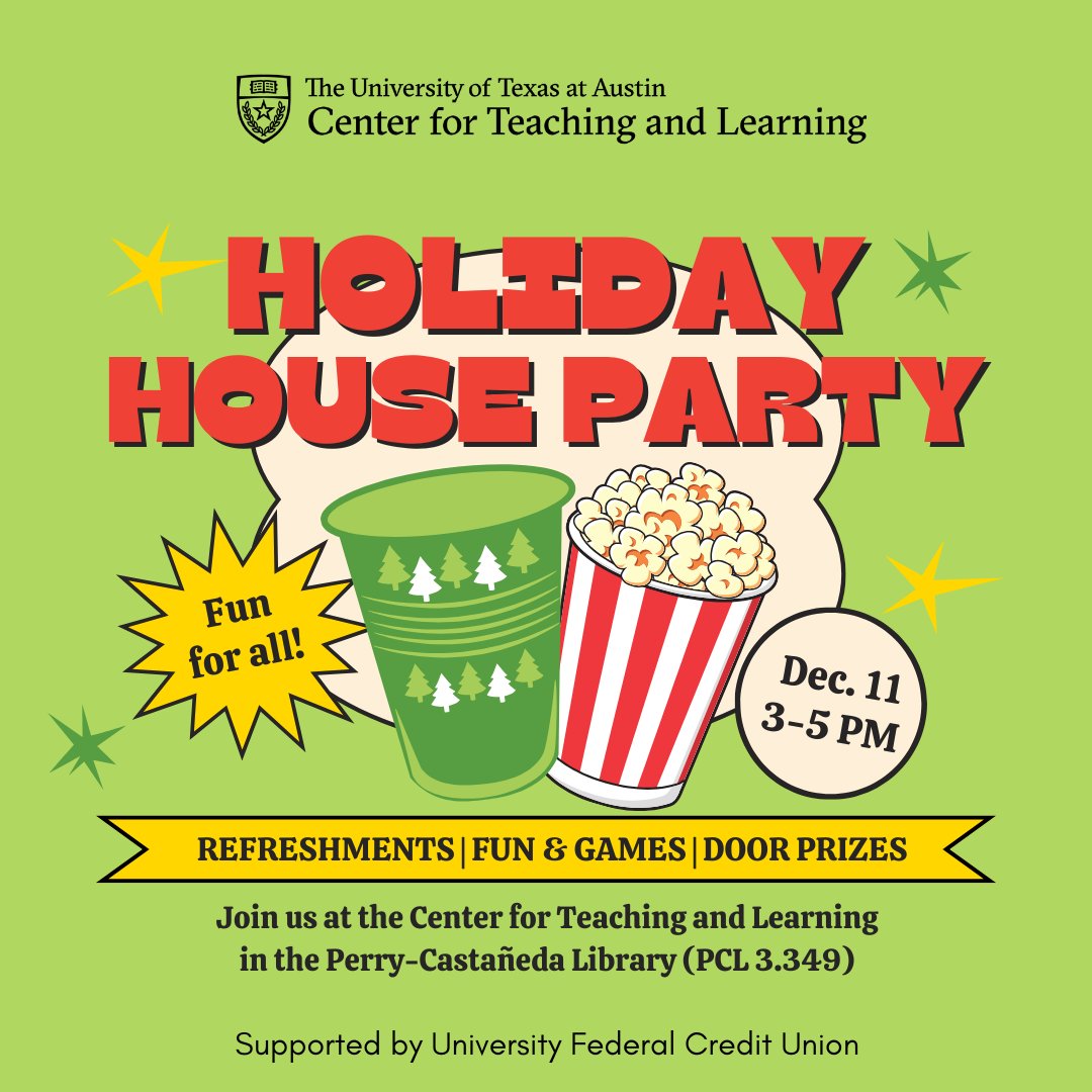 🎉🎄 Look forward to some holiday cheer! 

Join us Dec. 11 for CTL’s Holiday House Party! Enjoy games, refreshments, door prizes, and festive fun with your colleagues. 

For more info, visit: tr.ee/j8polGkHcb
