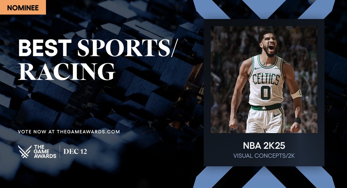 NBA2K's tweet photo. #NBA2K25 has been nominated for Best Sports/Racing game at @thegameawards! 🏆

Vote for us starting today through 12/11 ⬇️
https://t.co/eMcCwUkTcP https://t.co/OcDFcAXywB