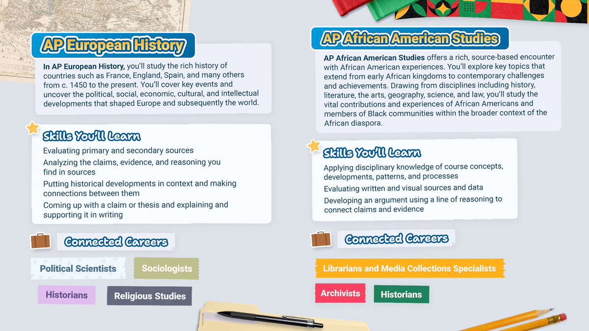 Unlock potential career paths with #APCourses! 

Find out what you’ll learn in:
🧬 AP Biology
👩🏽‍💻 AP Computer Science A
🌍 AP European History
✍🏿 AP African American Studies

Explore our full AP course catalog: spr.ly/6012sYj6j