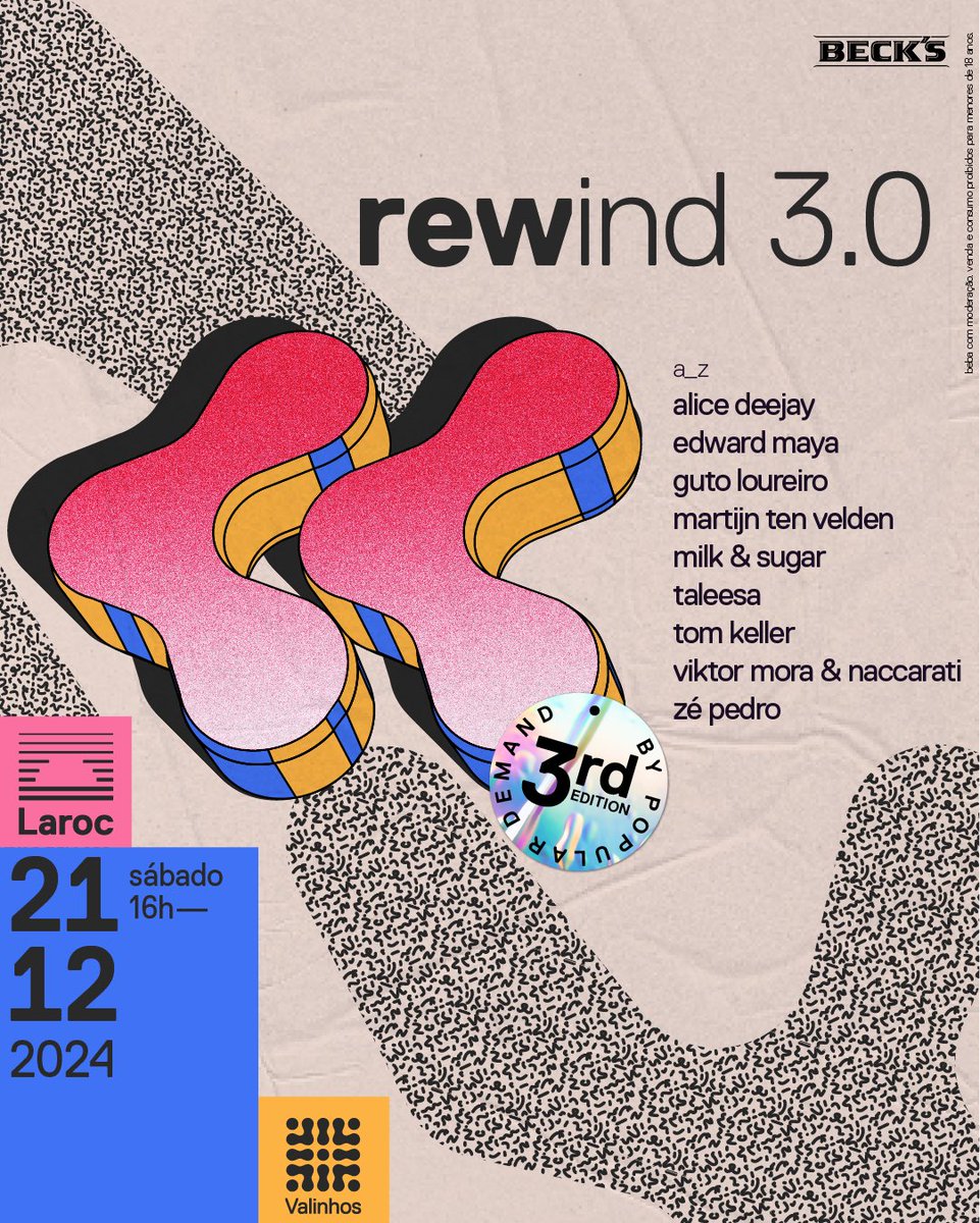É A ÚLTIMA DO ANO E CABOU 2024

REWIND 3.0 _ BY POPULAR DEMAND

VENDAS AMANHÃ 12h VIA <a href="/Ingresse/">Ingresse</a> 

É ISSO BEIJO BEIJO TCHAU TCHAU